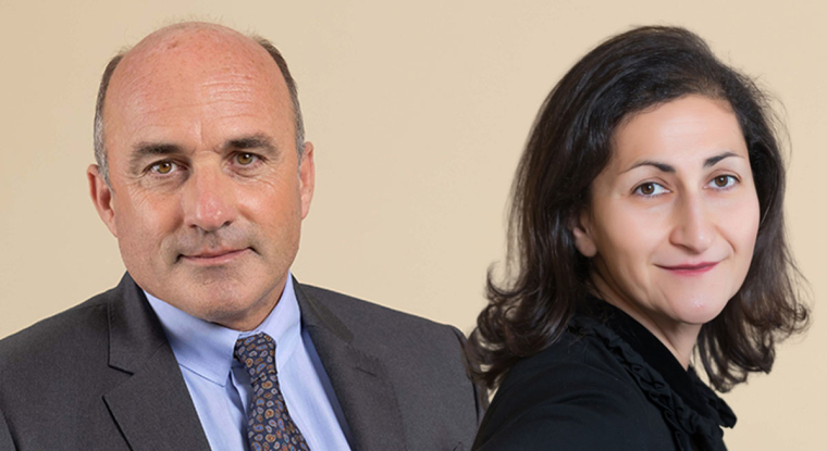 Frédéric Leroux, responsable de l’équipe Cross-Asset, et Rose Ouahba, responsable de l'équipe Taux chez Carmignac . (© DR)