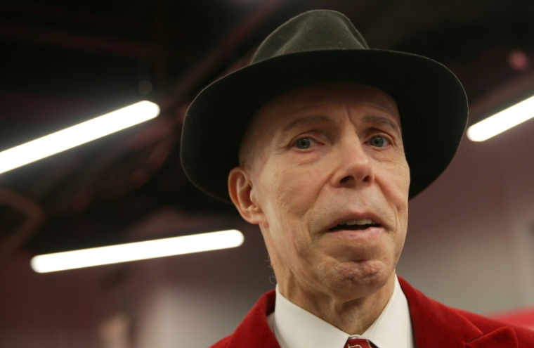 L'anatomiste allemand et inventeur de la technique de plastination Gunther von Hagens, lors de l’ouverture du musée Body Worlds à Londres, le 4 octobre 2018 ( AFP / Daniel LEAL )