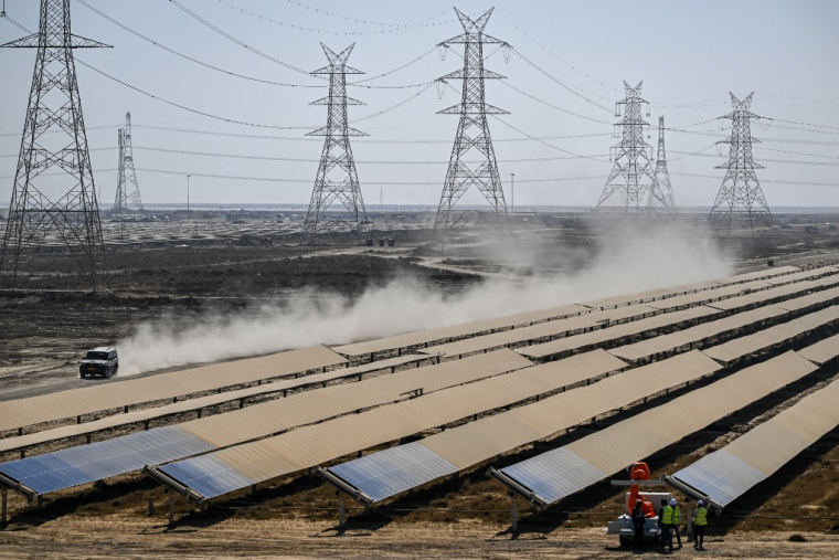 Des panneaux solaires à Khavda (Inde), en janvier 2024 ( AFP / PUNIT PARANJPE )