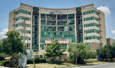 Le bâtiment hébergeant Tigrai TV, organe officiel des autorités rebelles du Tigré, Etat régional du nord de l'Ethiopie, le 27 septembre 2026, après une frappe de drone à Mekele, capitale régionale du Tigré ( AFP / - )