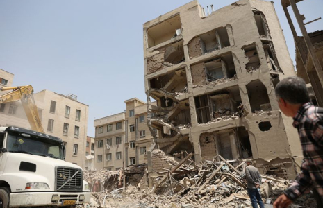 A view shows the aftermath of an Israeli strike on a building on Monday, after the ceasefire between Israel and Iran, in Tehran