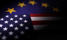 Illustration des drapeaux des États-Unis et de l'Union Européenne