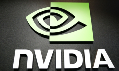 Le logo de Nvidia en mai 2025 à Taïpei, à Taïwan ( AFP / I-HWA CHENG )