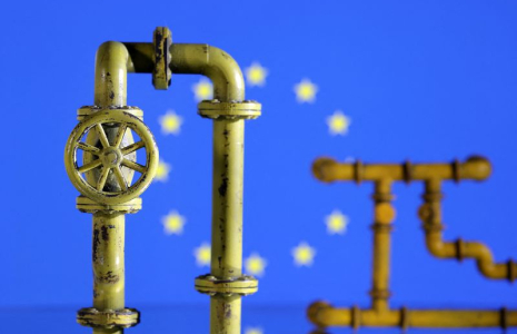 Illustration montrant un gazoduc et le drapeau européen