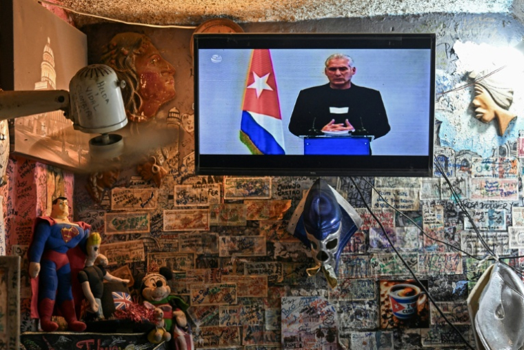 Le président cubain, Miguel Diaz-Canel, lors d'une intervention télévisée à La Havane, le 5 février 2026 ( AFP / YAMIL LAGE )