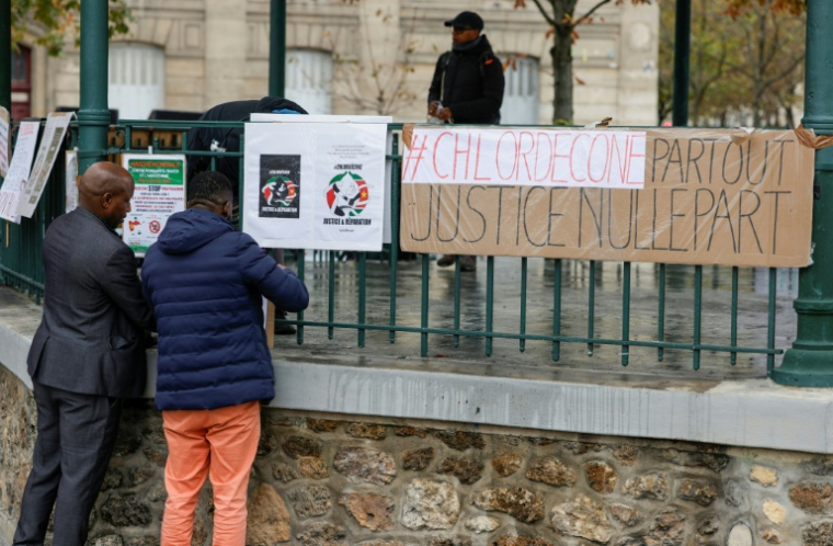 Manifestations pour les victimes du chlordécone, place de la Nation à Paris, le 28 octobre 2023 ( AFP / Geoffroy Van der Hasselt )