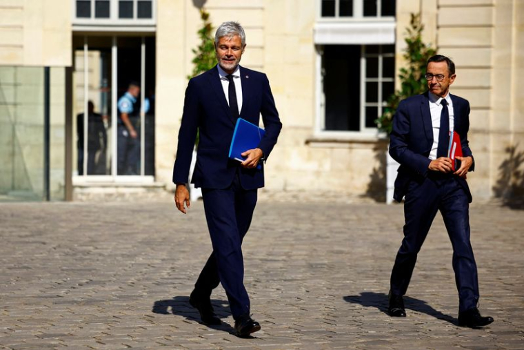Laurent Wauquiez et Bruno Retailleau à l'Hôtel Matignon à Paris