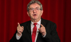 Jean-Luc Mélenchon à Ax-les-Thermes, le 21 mars 2023. ( AFP / CHARLY TRIBALLEAU )