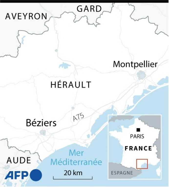 Carte de France localisant Béziers ( AFP / Tupac POINTU )