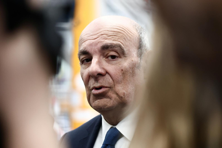 Le PDG de Dassault Aviation Eric Trappier lors de l'inauguration de l'usine &agrave; Cergy, pr&egrave;s de Paris, le 23 septembre 2025 ( AFP / Thibaud MORITZ )