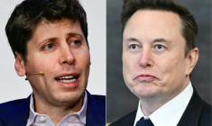 Le patron d'OpenAI Sam Altman (à gauche), le 7 février 2025 à Berlin, et celui de Tesla/SpaceX Elon Musk, le 20 janvier 2025 à Washington ( AFP / John MACDOUGALL )