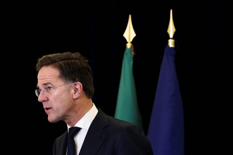 Le secrétaire général de l'Otan Mark Rutte lors d'une conférence de presse à Lisbonne