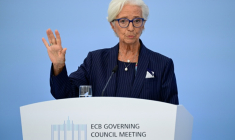 La présidente de la BCE Christine Lagarde lors d'une conférence de presse à Berlin, 10 septembre 2026 ( AFP / John MACDOUGALL )
