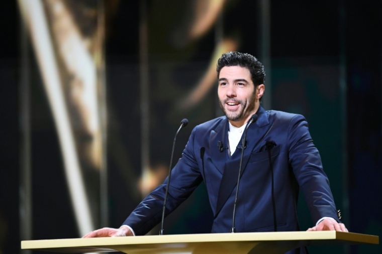 L'acteur français Tahar Rahim s'exprime lors de la cérémonie des César, le 24 février 2023 ( AFP / BERTRAND GUAY )