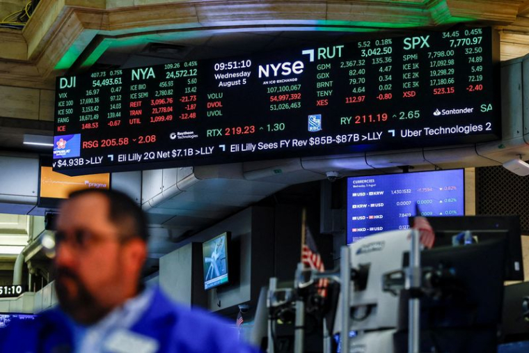 Un écran affiche les échanges de l'indice S&P 500 après l'ouverture de la Bourse de New York (NYSE)