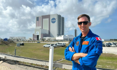 L'astronaute canadien Joshua Kutryk au Centre spatial Kennedy, à Cap Canaveral, le 30 mars 2026 en Floride ( AFP / Charlotte CAUSIT )