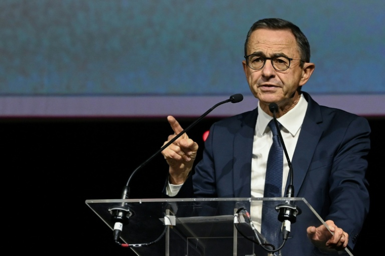 Le président des Républicains (LR), Bruno Retailleau au Mans, le 10 octobre 2025 ( AFP / JEAN-FRANCOIS MONIER )