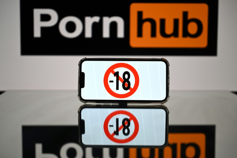 Aylo, maison mère des sites pornographiques Youporn et Pornhub, va suspendre l'accès aux contenus de ses plateformes en France ( AFP / Lionel BONAVENTURE )