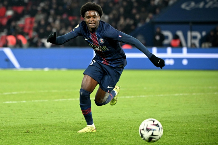 Le jeune titi parisien Quentin Ndjantou lors du match de Ligue 1 contre Le Havre au Parc des Princes, le 12 novembre 2025  ( AFP / Bertrand GUAY )