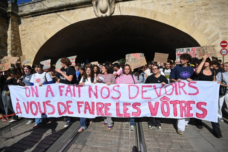 Manifestation de lycéens le 13 octobre 2026 à Montpellier ( AFP / Sylvain THOMAS  )