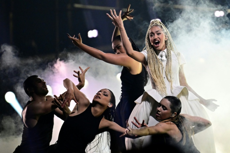 La chanteuse française Monroe à Vienne, en Autriche, le 14 mai 2026. ( AFP / Tobias SCHWARZ )