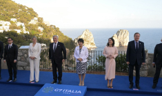 Les ministres des Affaires étrangères du G7 à Capri, en Italie, le 18 avril 2024. ( AFP / TIZIANA FABI )