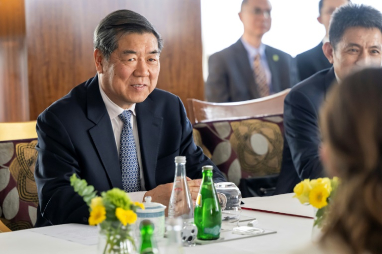 Le vice-Premier ministre chinois He Lifeng lors d'une réunion bilatérale entre la Chine et la Suisse à Genève, le 9 mai 2025 ( FDFA / Handout )