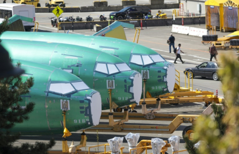 Des fuselages de Boeing 737 à l'usine de Renton, le 15 avril 2025 à Washington ( AFP / Jason Redmond )