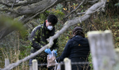 Des scientifiques de l'Institut Malbran, des représentants du ministère de la Santé de la province de Terre de Feu et des membres de l'Administration des parcs nationaux récupèrent des souris piégées, près d'Ushuaia, en Argentine, le 18 mai 2026 ( AFP / JUAN MABROMATA )
