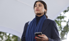 Rima Hassan à Montreuil, le 17 juin 2024. ( AFP / LUDOVIC MARIN )