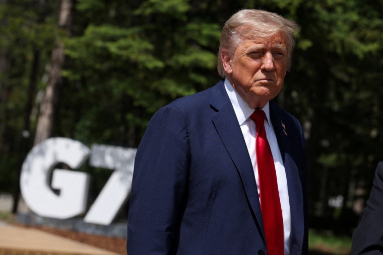 Donald Trump à Kananaskis, au Canada, le 16 juin 2025. ( POOL / SUZANNE PLUNKETT )