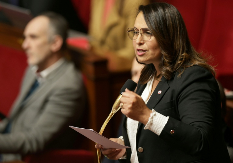 La députée LFI Farida Amrani à l'Assemblée nationale à Paris, le 11 février 2025 ( AFP / Thibaud MORITZ )