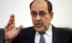 Nouri al-Maliki, candidat au poste de Premier ministre en Irak, lors d'une interview avec l'AFP le 23 février 2026 dans son bureau à Bagadad ( AFP / Ahmad AL-RUBAYE )