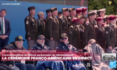 "Vous êtes venus ici" : Emmanuel Macron rend hommage aux vétérans américains à Coleville-sur-mer