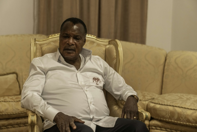 Le président du Congo, Denis Sassou Nguesso, lors d'un entretien avec l'AFP à Dolisie, au Congo, le 1er mars 2026 ( AFP / Glody MURHABAZI )