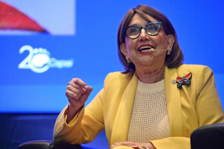 Rebeca Grynspan, candidate au poste de secretéaire général de l'ONU lors d'une réunion à Montevideo, le 3 août 2026 ( AFP / Santiago Mazzarovich )