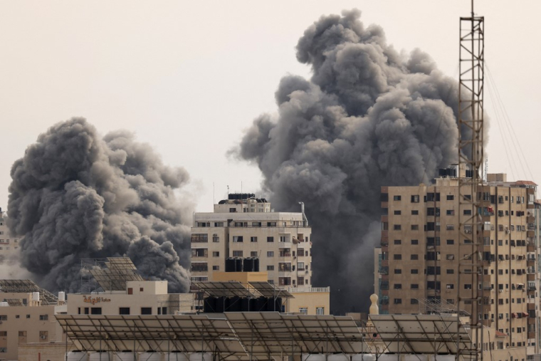 La ville de Gaza bombardée par Israël le 9 octobre. ( AFP / MAHMUD HAMS )