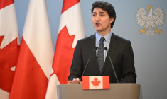 Justin Trudeau à Varsovie le 26 février 2024. ( AFP / SERGEI GAPON )