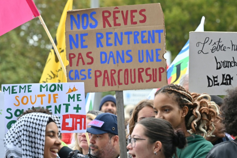 Dans le cortège de manifestants à Toulouse, le 24 octobre 2026 ( AFP / Matthieu RONDEL )