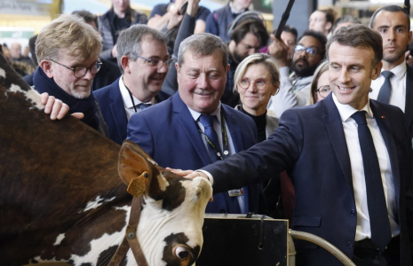 Emmanuel Macron au Salon de l'agriculture à Paris, le 21 février 2024. ( POOL / LUDOVIC MARIN )