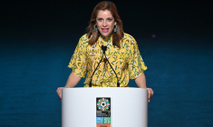 La ministre de la Communication, Anika Wells, à Auckland le 22 octobre 2022. ( AFP / WILLIAM WEST )