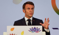 Le président français Emmanuel Macron à New Delhi, en Inde