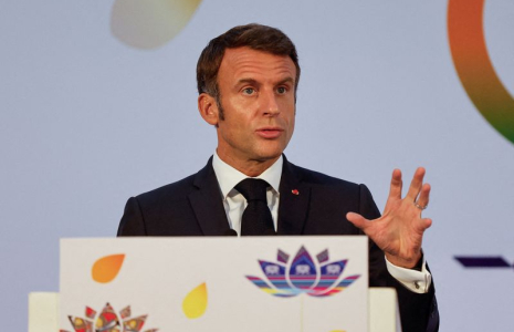 Le président français Emmanuel Macron à New Delhi, en Inde