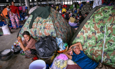 Un camp pour personnes déplacées à Banteay Meanchey, au Cambodge, le 14 décembre 2025 ( AFP / TANG CHHIN SOTHY )