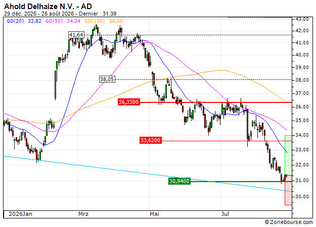 Ahold Delhaize N.V. : Achat du turbo CALL Société Générale 355FS (355FS)