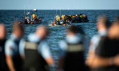 Tentative de traversée de la Manche par des migrants au large de Merville-Franceville-Plage, dans le nord-ouest de la France, le 21 septembre 2026 ( AFP / Guillaume SALIGOT )