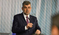 Le Premier ministre roumain Marcel Ciolacu, le 9 octobre 2023, à Varna ( AFP / NIKOLAY DOYCHINOV )