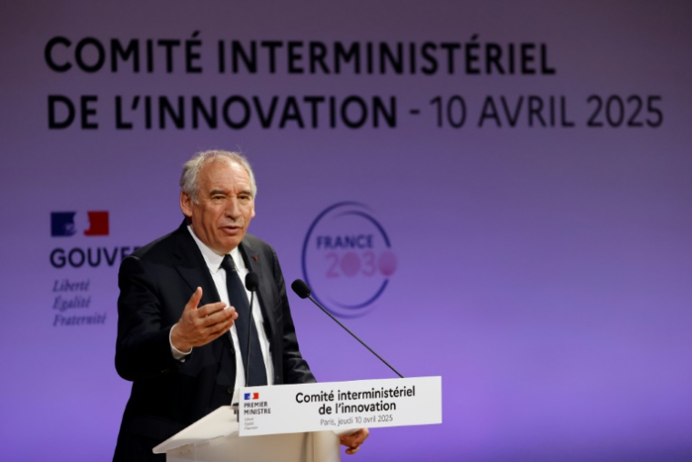 Le Premier ministre François Bayrou s'exprime lors d'un comité interministériel de l'innovation le 10 avril 2025 à Paris ( AFP / Ludovic MARIN )