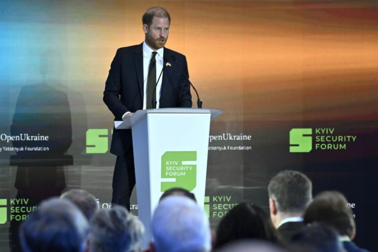 Le prince Harry lors du Forum sur la sécurité à Kiev, le 23 avril 2026 en Ukraine ( AFP / Genya SAVILOV )