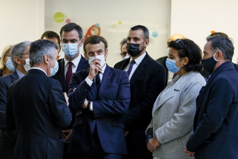 French President Macron visits the Necker Hospital in Paris